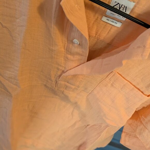 J29 ZARA Relaxed Fit Linen Button Down Short Sleeve Top - Picture 2 of 4